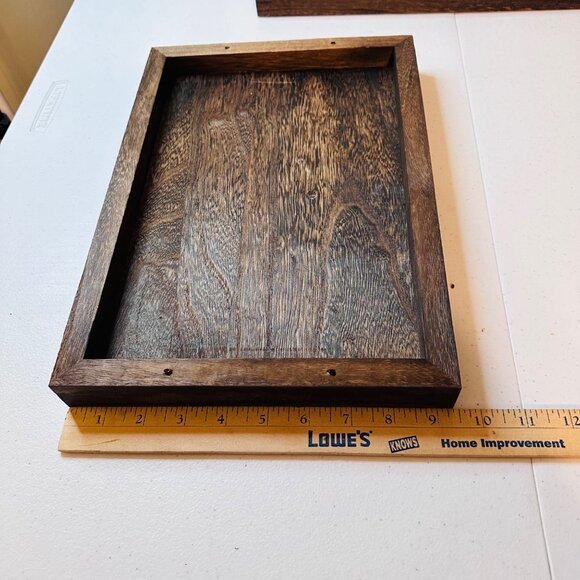 Set Of 2 Rustic Farmhouse Wooden Trays With Handles - Assembly Required - Picture 3 of 11